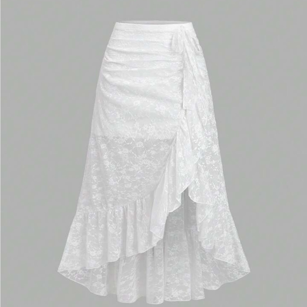 High Low White Lace Skirt